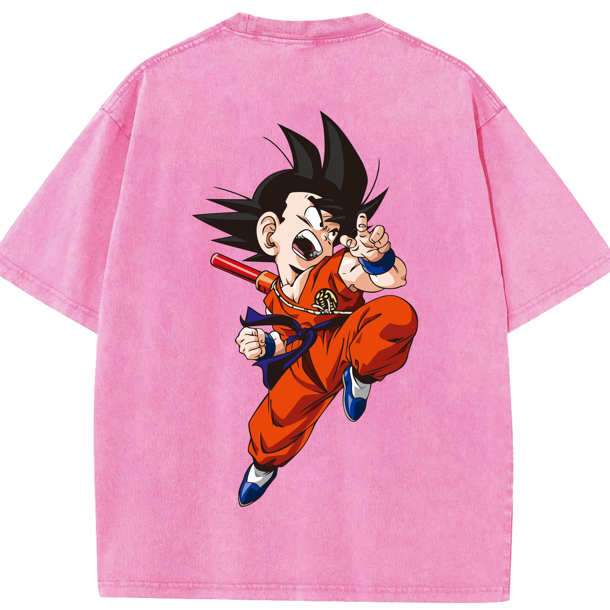 （画像用） ドラゴンボール 孫悟空（そん ごくう）Son Goku カカロット DRAGON BALL Kakarotto 綿100% ヴィンテージ風 半袖Tシャツ（背面プリント）